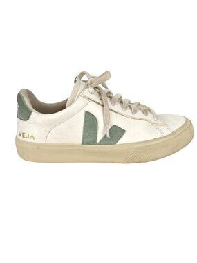 Veja Campo Sneakers Lace-up White Green Leather Suede EU 39 Size US 8